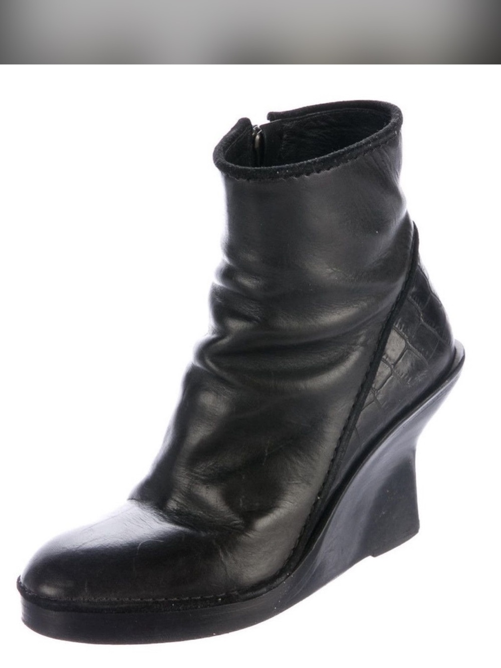 Stunning Haider Ackermann leather croc-trim boots size 9